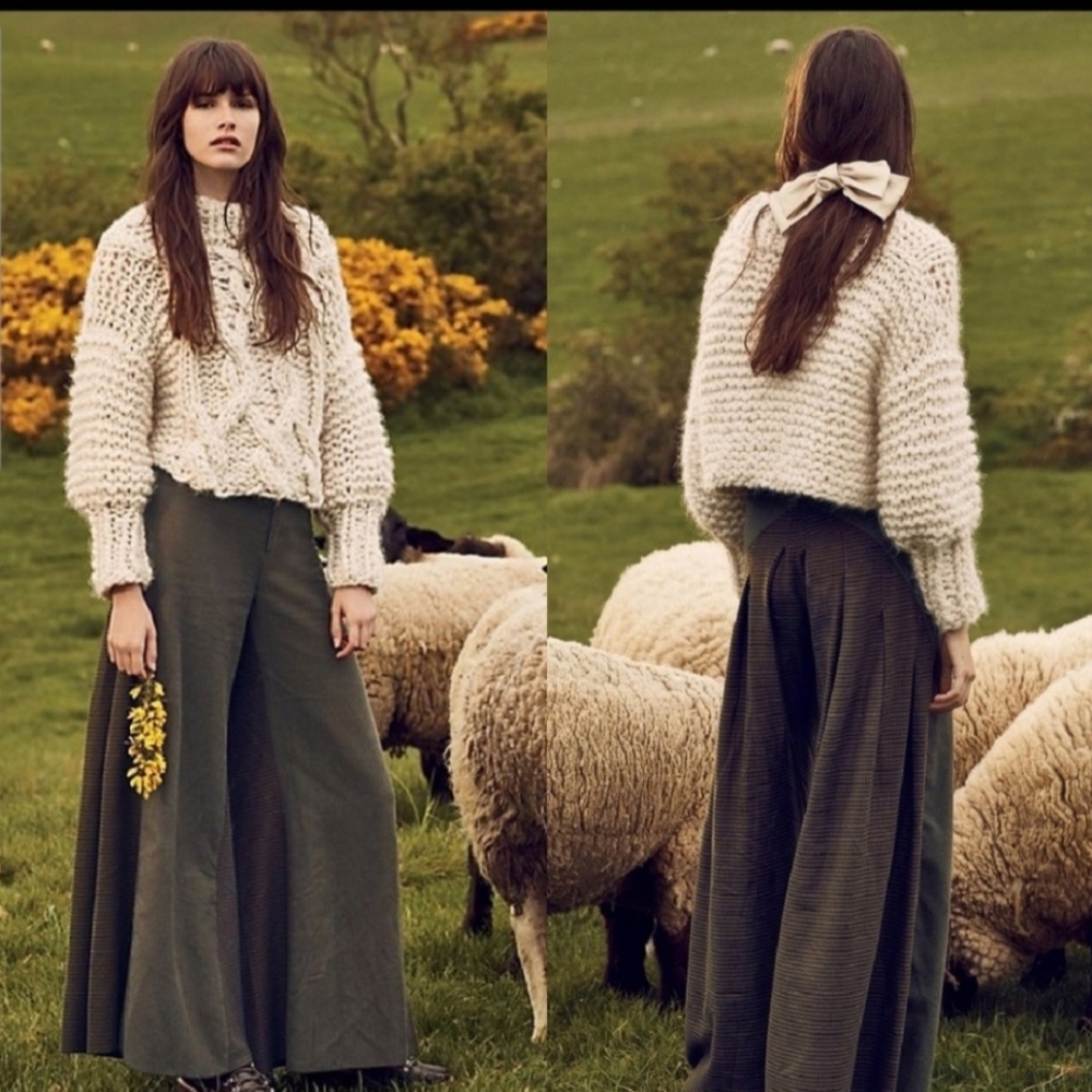 Free People Carina Mixed Menswear Wide Leg Palazzo Pants - Picture 2 of 11